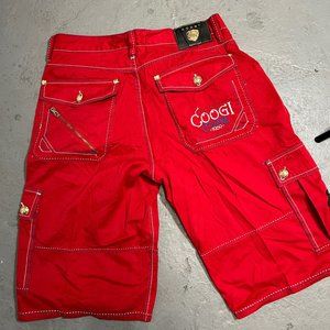 COOGI mens premium colors embroidered logo cargo short Red size 38 Y2k Skater
